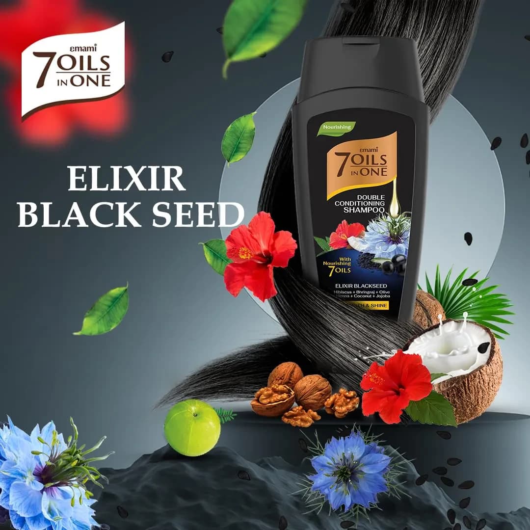 Emami 7 Oils in One Double Conditioning Shampoo – Elixir Black seed 200 ml 3