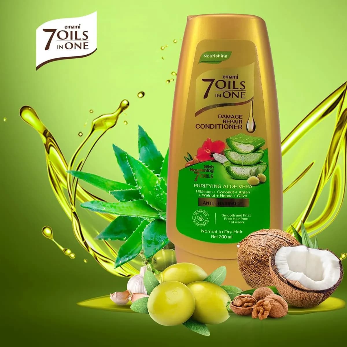 Emami 7 Oils in one Damage Repair Conditioner – Purifying Aloe Vera 200ML 2