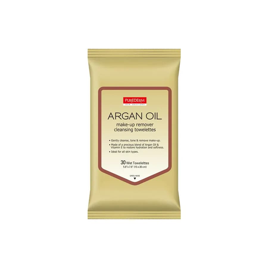 Purederm Argan Oil Make-up Remover Towelettes 30s 1