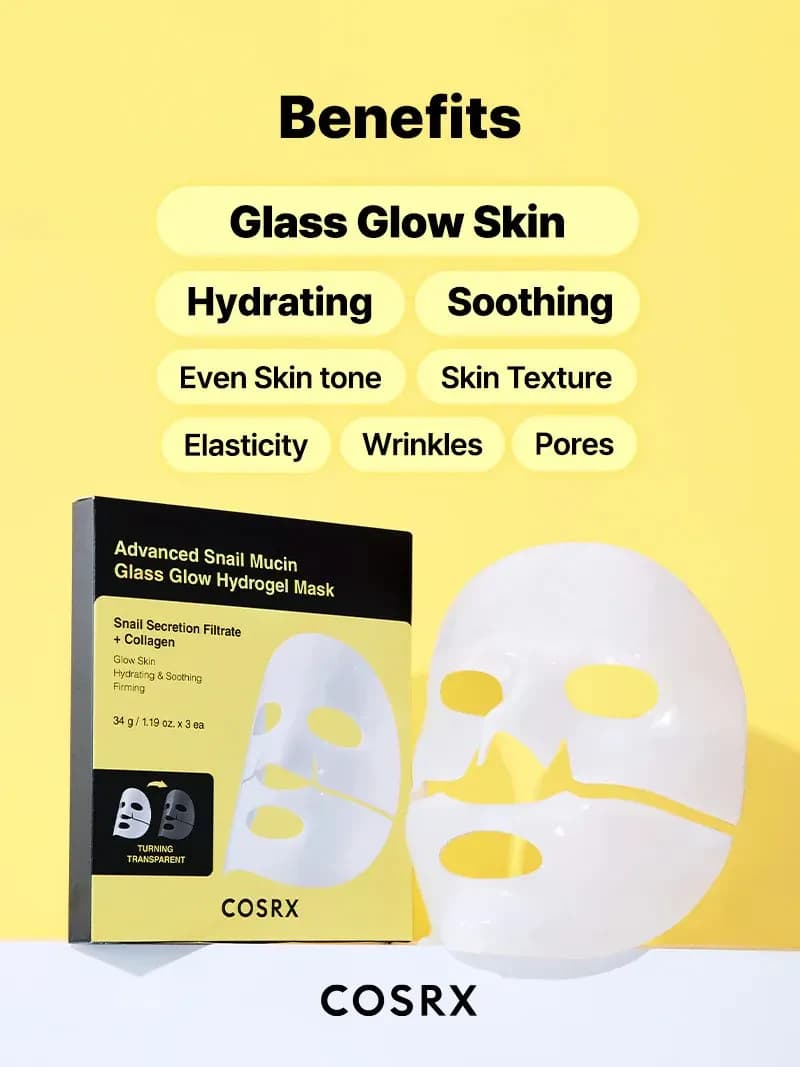 Advanced Snail Mucin Glass Glow Hydrogel Mask 1pcs 2