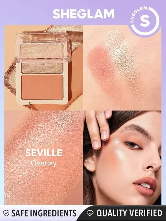 Sheglam Glam 101 Hybrid Highlighter & Blush Duo Seville 2