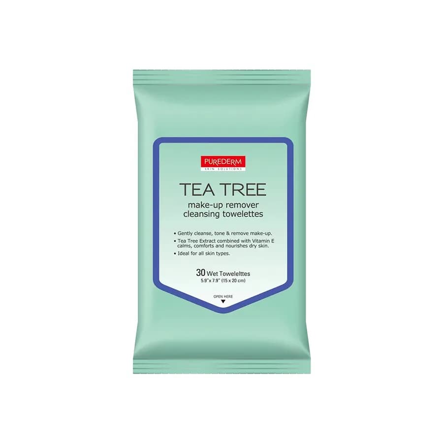 Purederm Tea Tree Make-Up Remover Cleansing Towelettes 30Pcs 1
