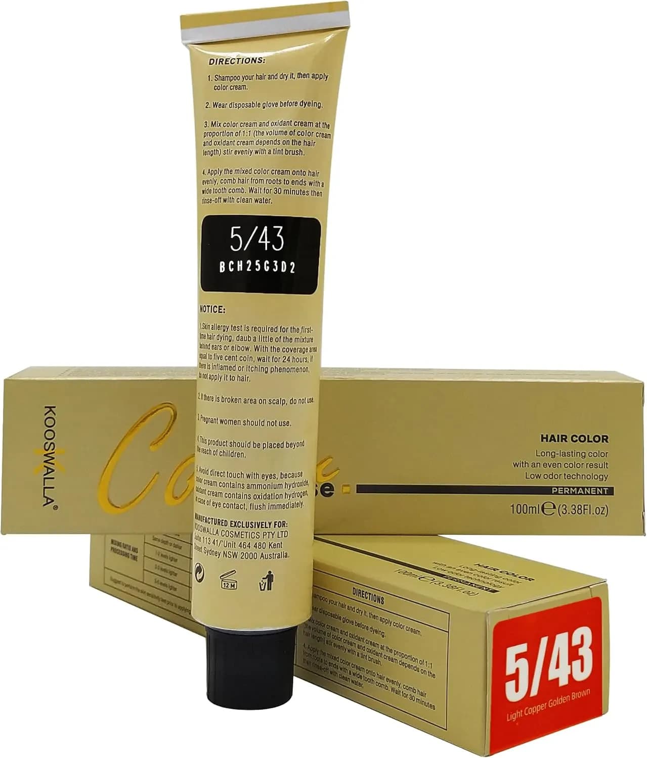 Kooswalla Hair Color-Orange 5/43 Light Copper Golden Brown 100 ml