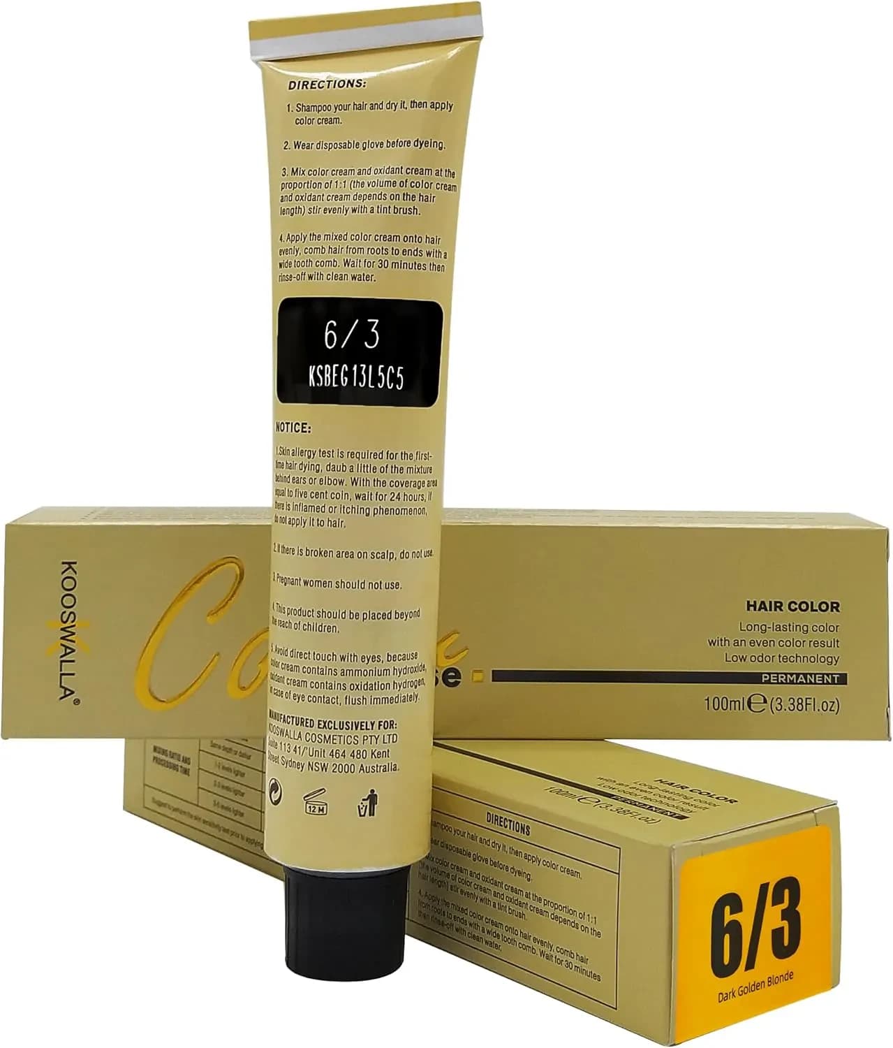 Kooswalla Hair Color-Orange 6/3 Dark Golden Blonde 100 ml