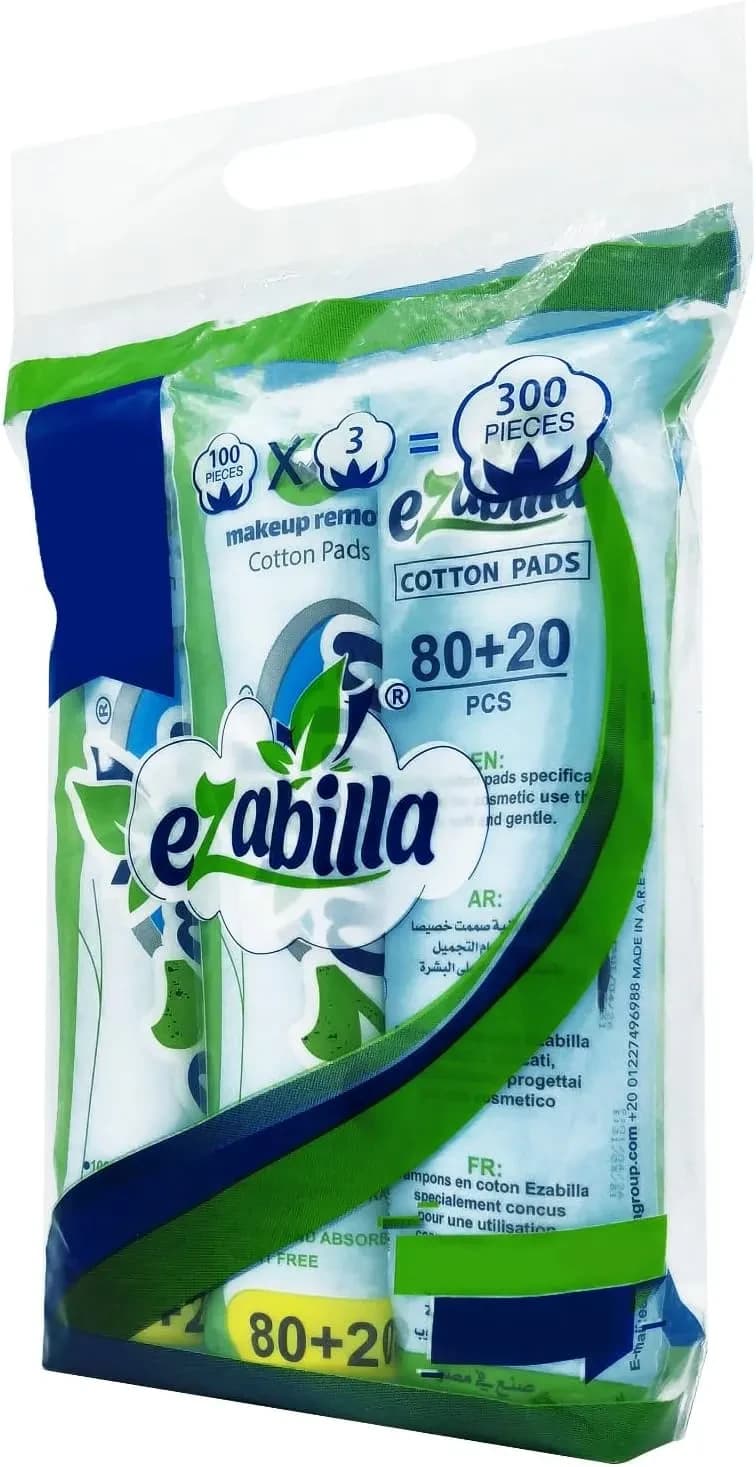 Ezabilla Makeup Remover Cotton Puds Promo Pack 3 Pcs - 80+20 Puds