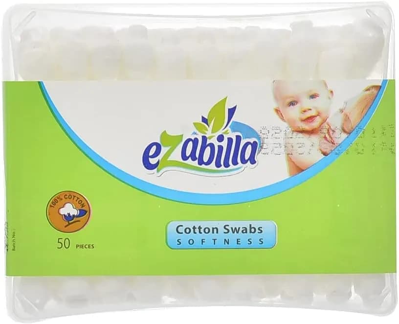 Ezabilla 50 PROTECTIVE SHAPED COTTON BUDS IN SQUARE BOX