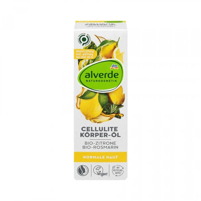 Alverde Cellulite Body Oil Organic Lemon Organic Rosemary 100 Ml - يحسن مرونة البشرة ويغذيها بشكل