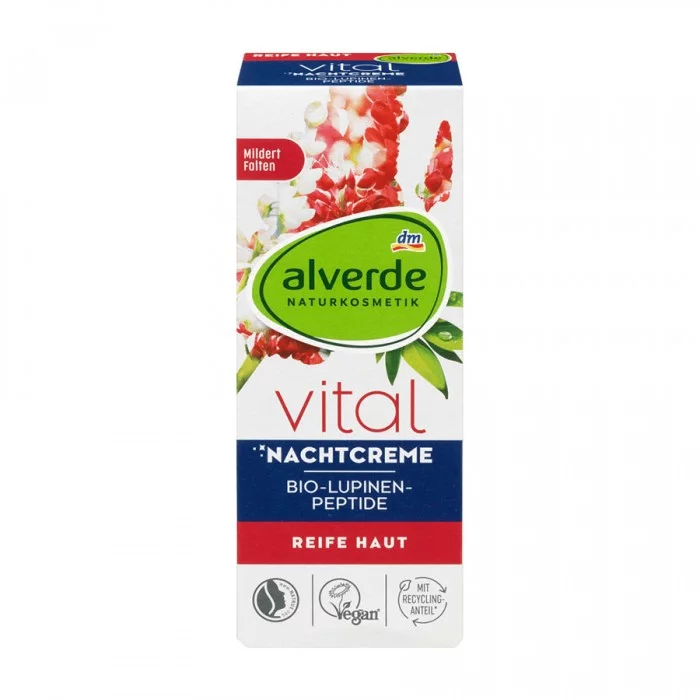 Alverde Vital Night Cream Organic Lupine Peptides 50 Ml |