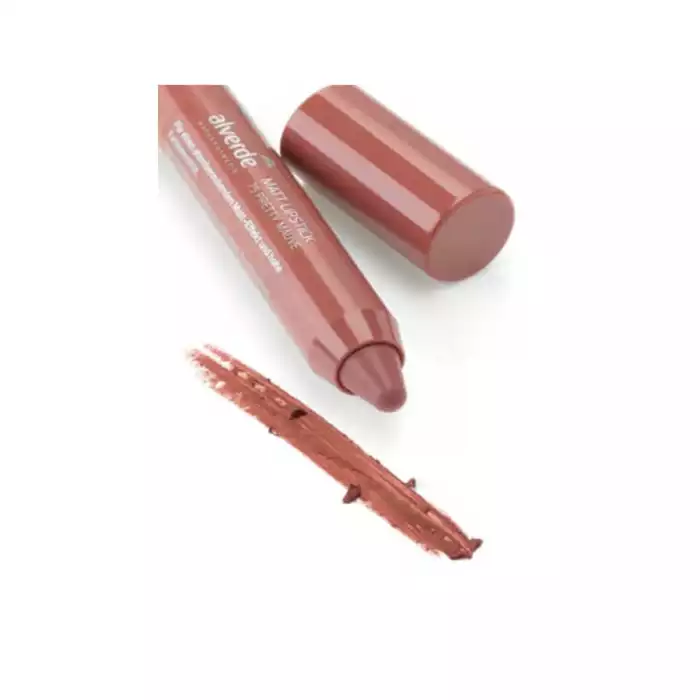 Alverde Matt Lipstick Pretty Mauve75 -Matt finish -The creamy formulation of alverde NATURKOSMETIK Matt Lipstick -tender taupe 80 is easy to apply and gives the lips a well-groomed appearance. -It contains a combination | Veela Beauty Alverde Matt Lipstick Pretty Mauve75 | فييلا
