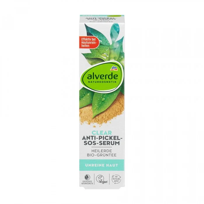 Alverde Clear SOS Serum 15 ml -Smoothens the pores -Has an antibacterial effect -Effectively reduces pimples -The alverde NATURKOSMETIK SOS Serum has a recipe with pure natural healing earth, valuable natural active ingr | Veela Beauty Alverde Clear SOS Serum 15 ml | فييلا بيوتي