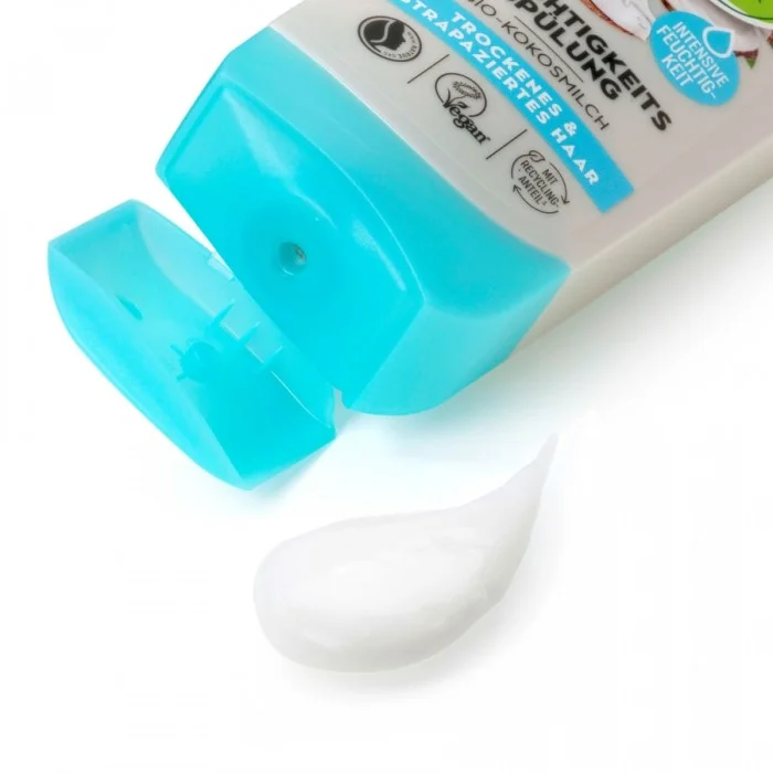 Alverde Hair Treatment Moisture Organic Coconut Milk 150 Ml -Vegan -Intensive moisture -Organic coconut milk -Without silicones -Dry and damaged hair -The alverde NATURKOSMETIK moisturizing rinse has a nourishing recipe | Veela Beauty Alverde Hair Treatment Moisture Organic Coconut Milk 150 Ml