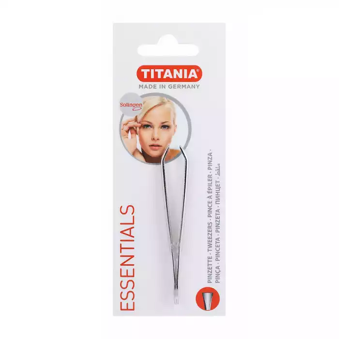 Titania Essentials Nickel Plated Flat Tip Tweezers | Veela Beauty | فييلا بيوتي