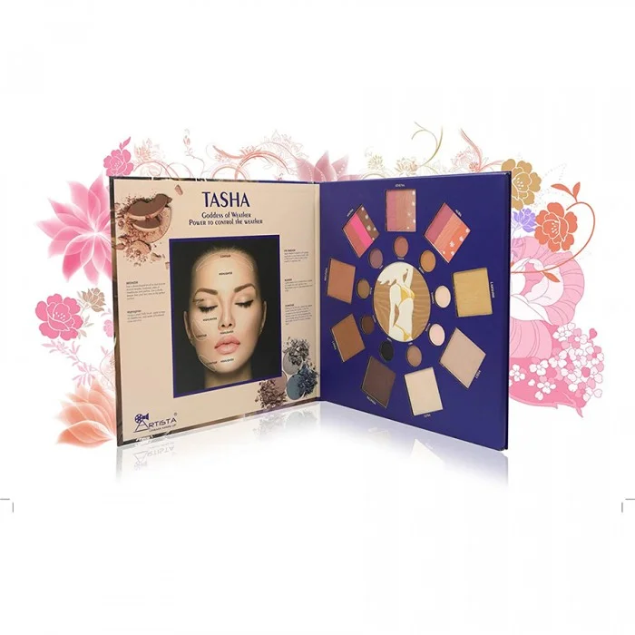 Artista Goddess Of Weather Makeup Palette Tasha -Artista Tasha introduces its first edition of its original best-selling PRO Giant Palette. -Packed with nine matte eyeshadow, 1 big round bronzer, 3 highlighter/shimmer, | Veela Beauty Artista Goddess Of Weather Makeup Palette Tasha |