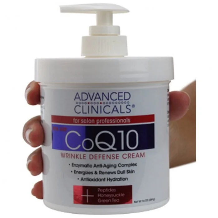 Advanced Clinicals Coq10 Wrinkle Defense Cream Is Formulated To Combat Signs Of Visible Aging Such As Firming And Toning Sagging Skin While Plumping The Look Of Wrinkles And Lines. Our 16Oz Cream Can Be Applied To Your | Veela Beauty Advanced Clinicals Coq10 Wrinkle Defense Cream Is