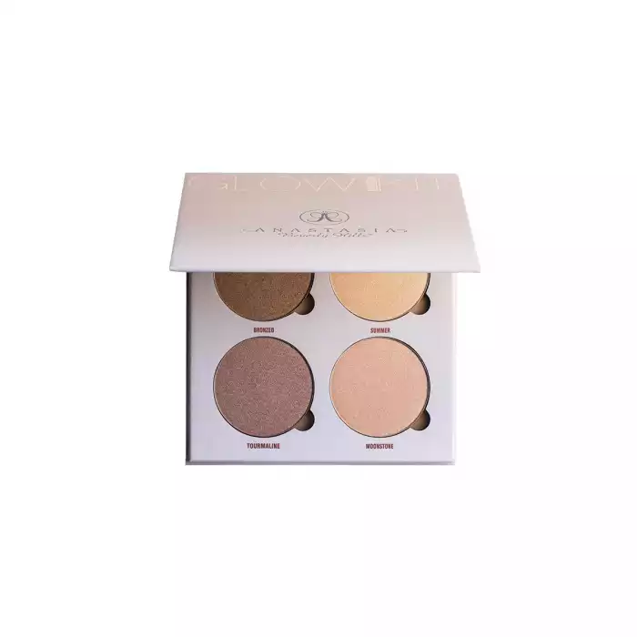 Anastasia Beverly Hills Sun Dipped Glow Kit® is a must-have powder highlighter palette containing 4 shades of highlighter powder in metallic, warm-bronze hues. This face makeup collection delivers intense luminosity to c | Veela Beauty Anastasia Beverly Hills Sun Dipped Glow Kit® is a