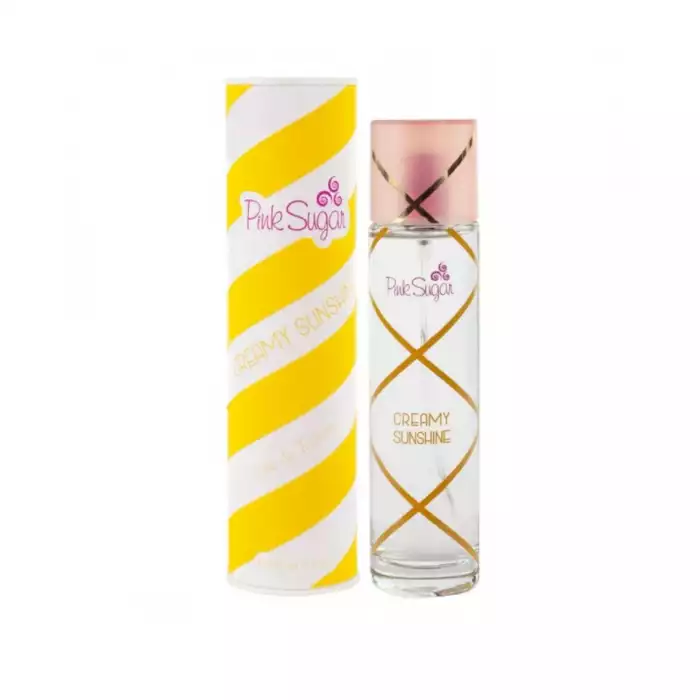 ينبض Pink Sugar Creamy Sunshine بعالم من الحلاوة والنكهات الغورماند الفاخرة وعالم الفواكه والزهور الحسية. يفتح حليب جوز الهند ، متخلفًا عن طريق مزيج الحمضيات من البرتقال ، واليوسفي الأخضر ، والبرغموت. اتفاق السكر مع الإي | فييلا بيوتي ينبض Pink Sugar Creamy Sunshine بعالم من