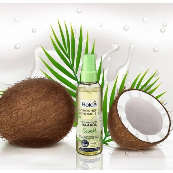 Care & suppleness for damaged hairRich hair oil without silicone & parabensMore than 90% of the ingredients are of natural origin Bottle body made from 100% recycled material The Balea Beauty Secrets Hair Oil Coconut O | Veela Beauty Care & suppleness for damaged hairRich hair oil without