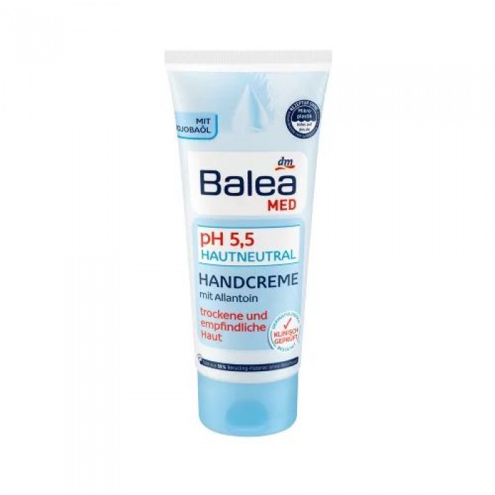 pH 5.5 skin -neutralWith jojoba oilFor dry and sensitive skinDermatologically approved and clinically testedThe hand cream pH 5.5 skin -neutral from Balea MED supplies the heavily stressed skin of the hands with valuable | Veela Beauty pH 5 | فييلا بيوتي