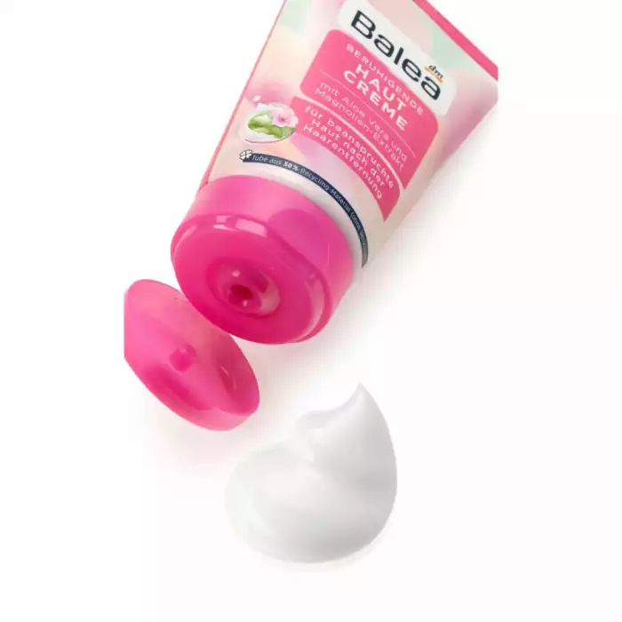 For stressed skin after hair removal With aloe vera and magnolia extract Provides intensive moisture Smoothness and suppleness: Balea Soothing Skin Cream cares for and relaxes stressed skin after hair removal. She moves | Veela Beauty For stressed skin after hair removal With aloe vera and