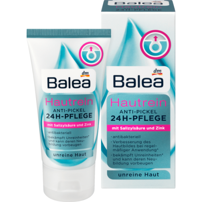 With salicylic acid and zinc Antibacterial improvement of the skins appearance with regular use In-vivo study on skin moisture over 24 hours, 20 test persons For beautiful and pure skin The antibacterial Balea Hautr | Veela Beauty With salicylic acid and zinc Antibacterial improvement of