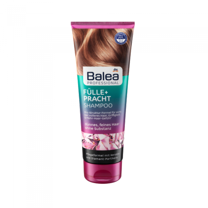 Balea Abundance + Splendor Shampoo 250 ml For thin, fine hair without substance visibly fuller hair, grip & more hair feeling Effective Ingredients | Veela Beauty