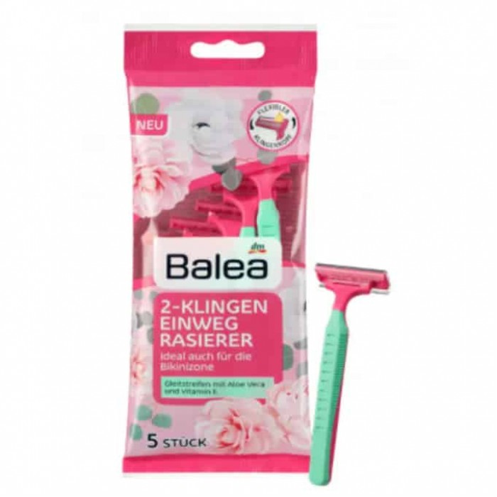 Balea Disposable Razor 2 blades 5 pcs Smooth skin, uncomplicated, and safe easy handling thanks