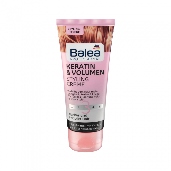 Provides more grip and texture for more shine and supplenessNourishing effect through keratin Balea Professional Styling Cream Keratin & Volume provides more grip and texture. It gives the hair more shine and suppleness | Veela Beauty Provides more grip and texture for more shine and