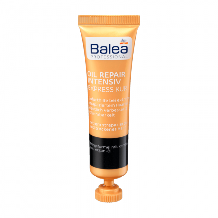 Immediate help for extremely damaged and dry hair significantly improved combabilityCare formula with keratin and argan oilSkin compatibility dermatologically confirmed Balea Professional Oil Repair Intensive Express cur | Veela Beauty Immediate help for extremely damaged and dry hair