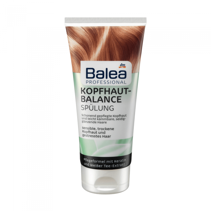 Gently cared for scalp easily combable, silky-shining hairCare formula with keratin and white tea extract silicon-free formula skin compatibility dermatologically confirmed The Balea Professional Conditioner Scalp Balanc | Veela Beauty Gently cared for scalp easily combable, silky-shining