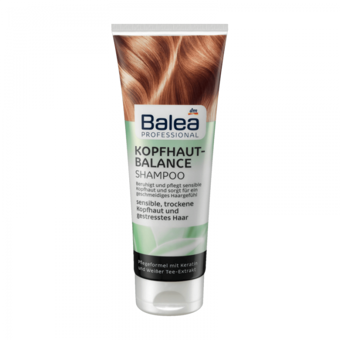Soothes and cares for sensitive scalpsSensitive, dry scalps and stressed hairCare formula with keratin and white tea extractSilicone-free recipeSkin compatibility dermatologically confirmed The Balea Professional Shampoo | Veela Beauty Soothes and cares for sensitive scalpsSensitive, dry scalps