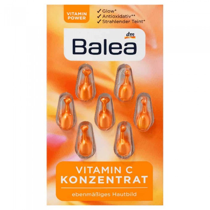 Balea Concentrate Vitamin C 7 Pcs customized for the face Gives you glowing skin thanks to Vitamin C An antioxidant that pampers your skin Suitable for all skin types It is gluten free, without alcohol, without aluminu | Veela Beauty Balea Concentrate Vitamin C 7 Pcs | فييلا بيوتي