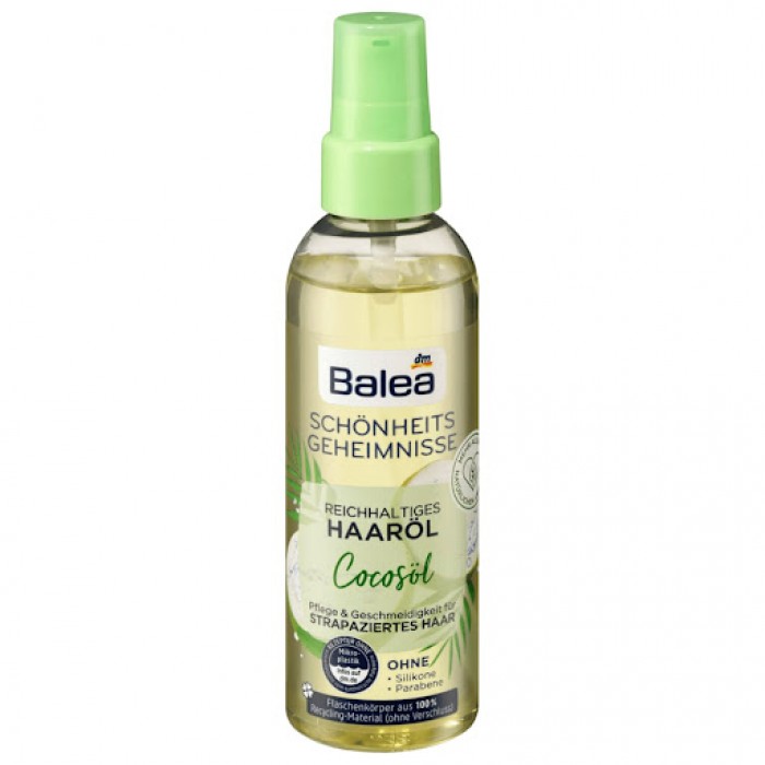 Care & suppleness for damaged hairRich hair oil without silicone & parabensMore than 90% of the ingredients are of natural origin Bottle body made from 100% recycled material The Balea Beauty Secrets Hair Oil Coconut O | Veela Beauty Care & suppleness for damaged hairRich hair oil without