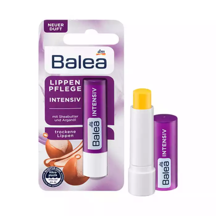 Formulation without microplastics and water-soluble, purely synthetic polymersSkin compatibility dermatologically confirmedWith candelilla and beeswaxWith shea butter and argan oilThe Balea lip care intensive gives your | Veela Beauty Formulation without microplastics and water-soluble, purely
