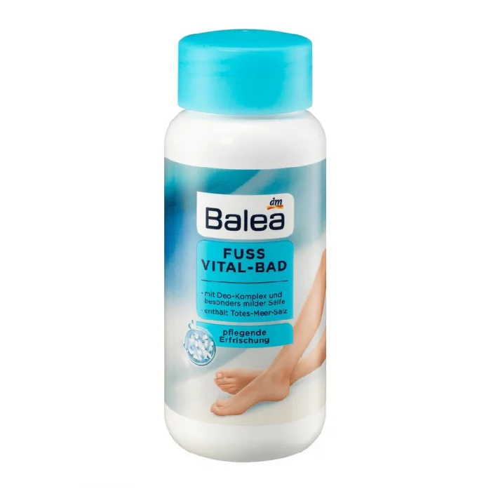 Balea Foot Vitality Bath 0.45 kg -Cleans and refreshes stressed feet -With deodorant complex and particularly mild soap -Contains Dead Sea salt -Skin compatibility dermatologically approved -For wellbeing and refreshment | Veela Beauty Balea Foot Vitality Bath 0 | فييلا بيوتي