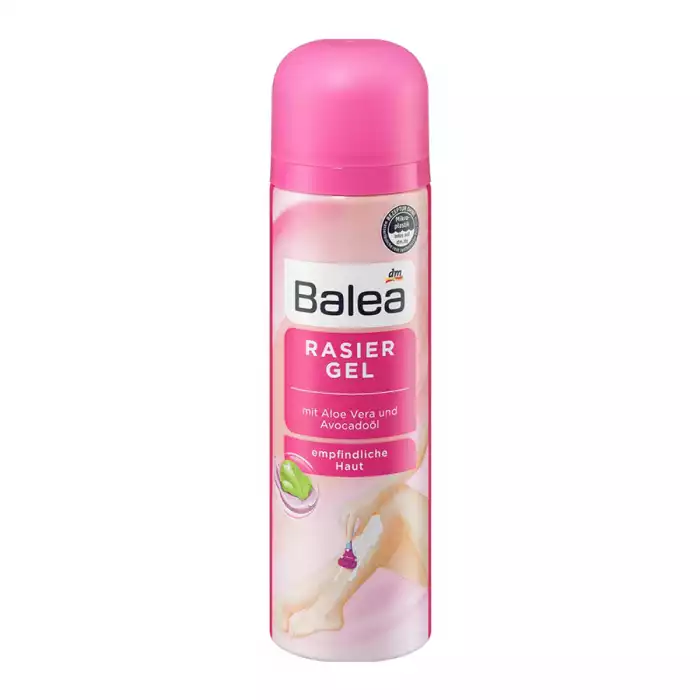 For sensitive skin Unparalleled gentle wet shave With aloe vera and avocado oil Rich moisturizing formula For an unparalleled gentle wet shave: Balea shaving gel soothes and protects the sensitive skin of the legs, armpi | Veela Beauty | فييلا بيوتي