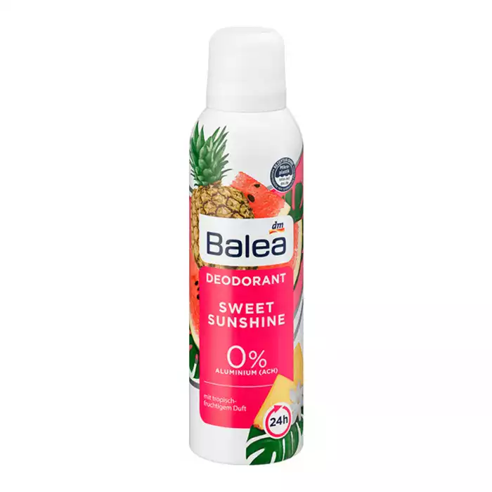 -Vegan -0% aluminum (ACH) -Skin compatibility dermatologically approved -Perfect deodorant protection: The Balea Deodorant Spray Sweet Sunshine offers optimal deodorant protection and gives you an all-round safe and well | Veela Beauty -Vegan | فييلا بيوتي