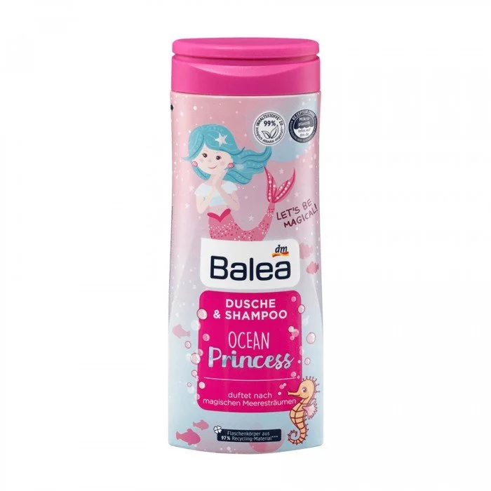 Balea Shower & Shampoo Ocean Princess 300 ml -Ingredients classified as 99% biodegradable -Bottle body made from 97% recycled material -The extra mild formula of the Balea Shower & Shampoo Ocean Princess nourishes and | Veela Beauty Balea Shower & Shampoo Ocean Princess 300 ml | فييلا