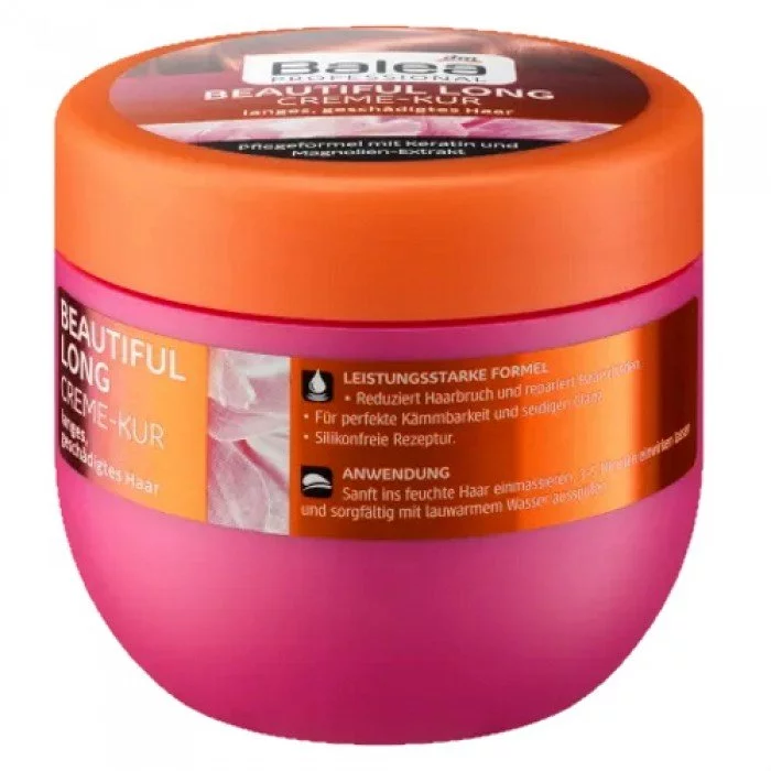 For long, damaged hairCare formula with keratin and magnolia extract silicon-free formulationIntensive care for long, damaged hair The Balea Professional Beautiful Long Hair Treatment has a powerful formula that reduces | Veela Beauty For long, damaged hairCare formula with keratin and