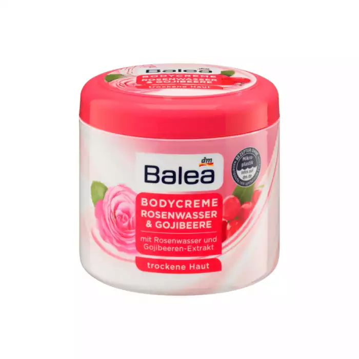 Skin compatibility dermatologically confirmed with rose water dry skin with goji berry extract The Balea rose water & goji berry body cream gives you a wonderful fragrance experience and your skin valuable moisture - for | Veela Beauty Skin compatibility dermatologically confirmed with rose