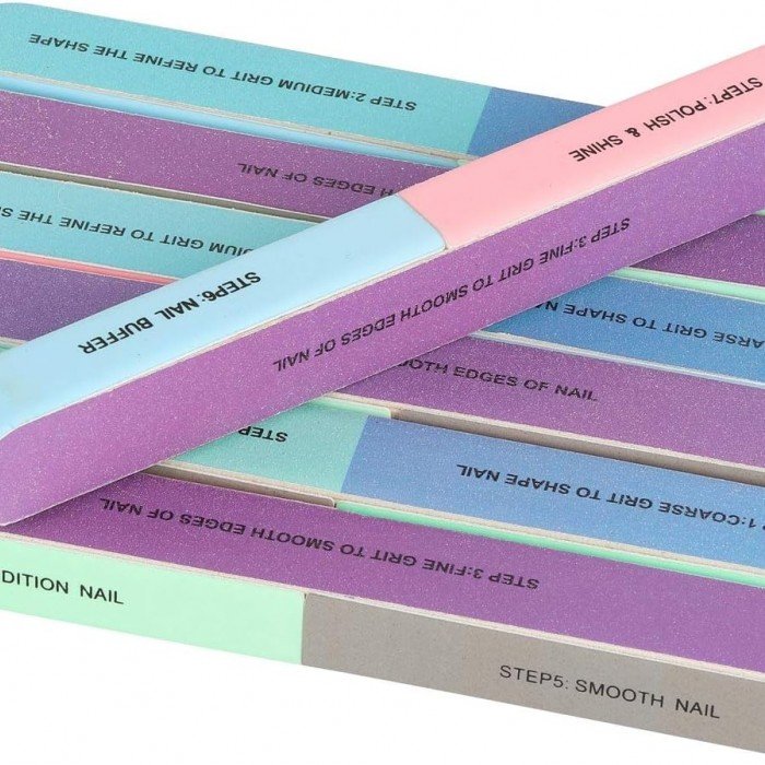 مجموعة ادوات عناية بالاظافر من 6 خطوات (7 أسطح): 7 أسطح بـ 7 ألوان مختلفة