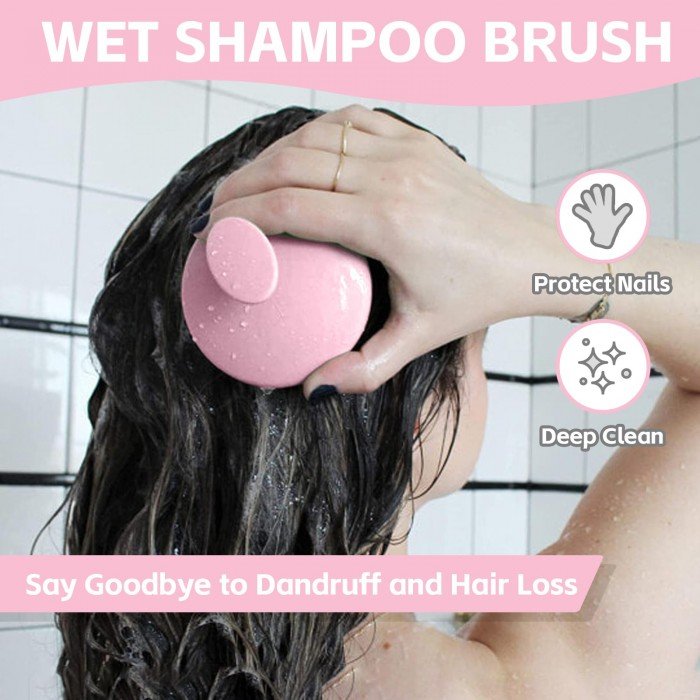 Ams Pink Silicon Tip Scalp Massager Shampoo Brush This shampoo brush allows you to massage your scalp gently while washing your