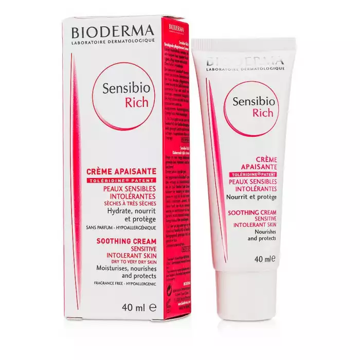Hydrate your dry, sensitive skin with the comforting touch of the Bioderma Sensibio Rich Cream. This compensating everyday moisturiser protects the complexion from external aggravators, and works to build the skin’s ow | Veela Beauty | فييلا بيوتي
