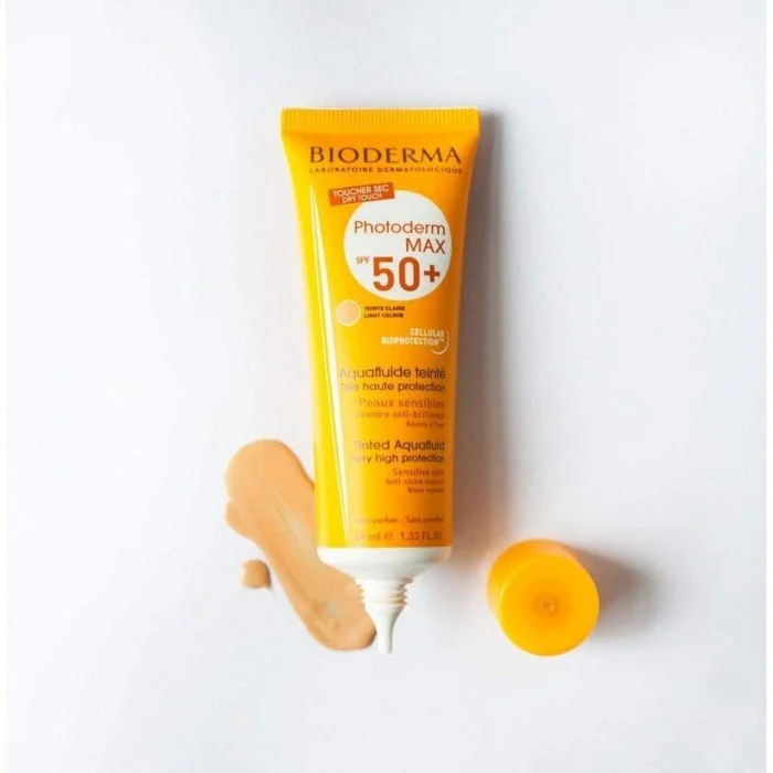 Stay safe in the sun with Bioderma Photoderm Max Aquafluid SPF50+, an oil-free, water-resistant sunscreen for all skin types. The Bioderma Photoderm Aquafluid is an ideal choice for those with fair, sensitive or sun int | Veela Beauty Stay safe in the sun with Bioderma Photoderm Max Aquafluid