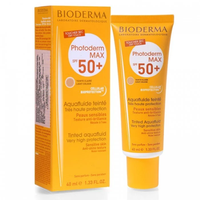 Stay safe in the sun with Bioderma Photoderm Max Aquafluid SPF50+, an oil-free, water-resistant sunscreen for all skin types. The Bioderma Photoderm Aquafluid is an ideal choice for those with fair, sensitive or sun int | Veela Beauty Stay safe in the sun with Bioderma Photoderm Max Aquafluid