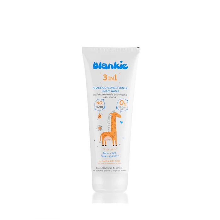 Blankie 3 in 1 Shampoo + Conditioner + Body Wash 200 ml Shampoo, Conditioner, and Body Wash for Kids with Soothing Chamomile Blankie 3 in 1 Shampoo + Conditioner + Body Wash 200 ml Shampoo, Conditioner, and Body Wash for Kids with Soothing Chamomile