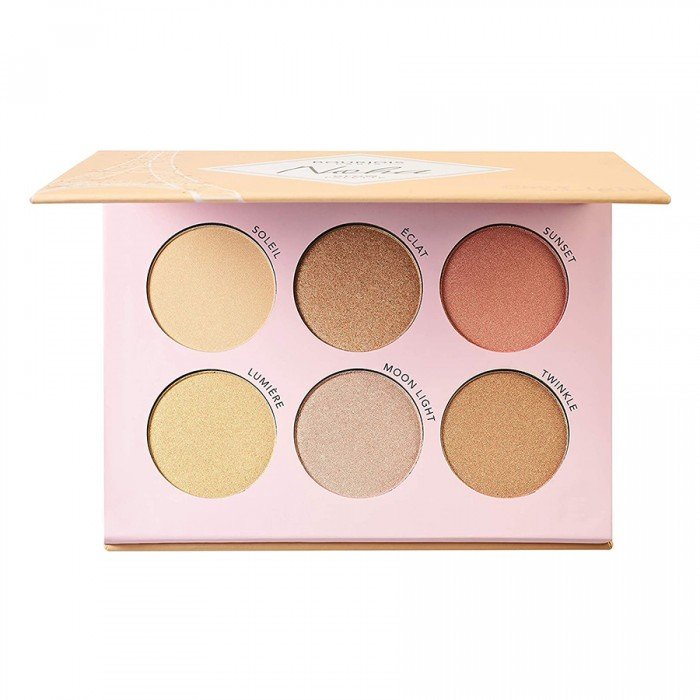 Bourjois Noha Highlight Palette -Light Catching Face Palette Of 6 Beautiful Shades Which Amplify The Glow -Shades Included: Soleil, Eclat, Sunset, Lumpier, Moonlight And le -Fine Powder Texture Enriched With Pearls Feels | Veela Beauty Bourjois Noha Highlight Palette | فييلا بيوتي