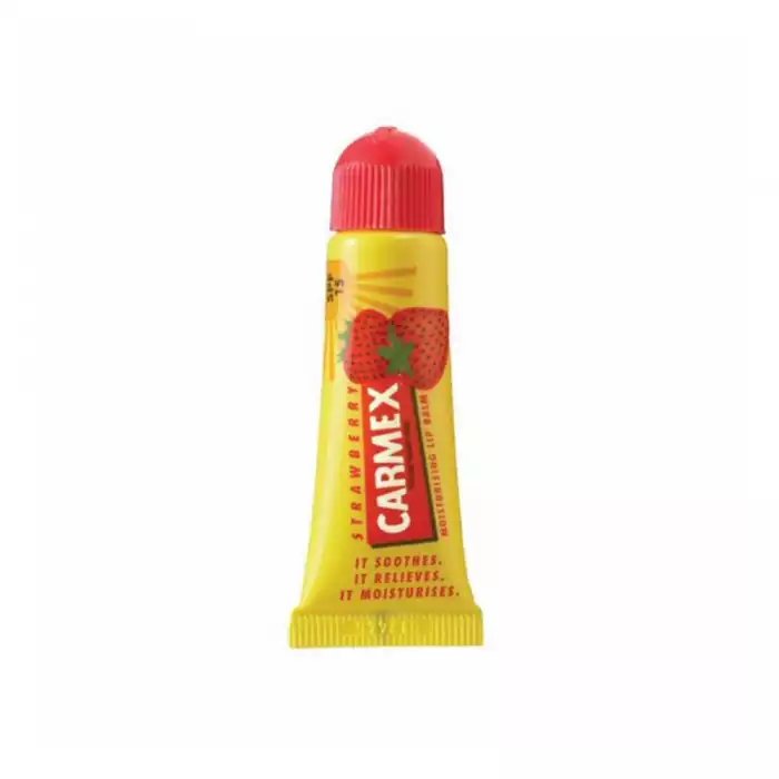تعمل تركيبة Carmex الفريدة على تلطيف وترطيب وتلطيف الشفاه ، مما يؤدي إلى شفاه ناعمة وصحية المظهر. أنبوب قابل للعصر ، سهل التطبيق ، بنكهة الفراولة يرطب الشفاه الجافة المتشققة ويخففها ، واقي من الشمس SPF15. كارميكس والعصي. | فييلا بيوتي تعمل تركيبة Carmex الفريدة على
