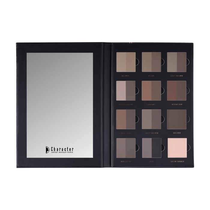 This versatile brow palette features one powder-based brow shade, one powder highlighting shade for the brow bone, and one brow wax to groom brows. Perfect for a completed and defined brow look | Veela Beauty This versatile brow palette features one powder-based brow