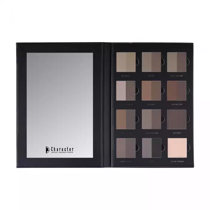 This versatile brow palette features one powder-based brow shade, one powder highlighting shade for the brow bone, and one brow wax to groom brows. Perfect for a completed and defined brow look | Veela Beauty This versatile brow palette features one powder-based brow