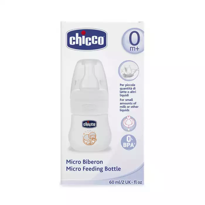 Chicco Feeding Micro Bottle 60ml The anti-colic valve reduces colic, reflux and gas.
Anti-drip cap provides maximum protection and maintains hygiene.
Designed with a leak-resistant seal.
Wide opening ensures easy and fa | Veela Beauty Chicco Feeding Micro Bottle 60ml
The anti-colic valve